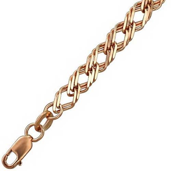 Браслет из красного золота, плетение «Ромб тройной»